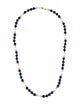 Necklace 14K Pearl & Lapis Lazuli Bead Strand Necklace