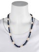 Necklace 14K Pearl & Lapis Lazuli Bead Strand Necklace