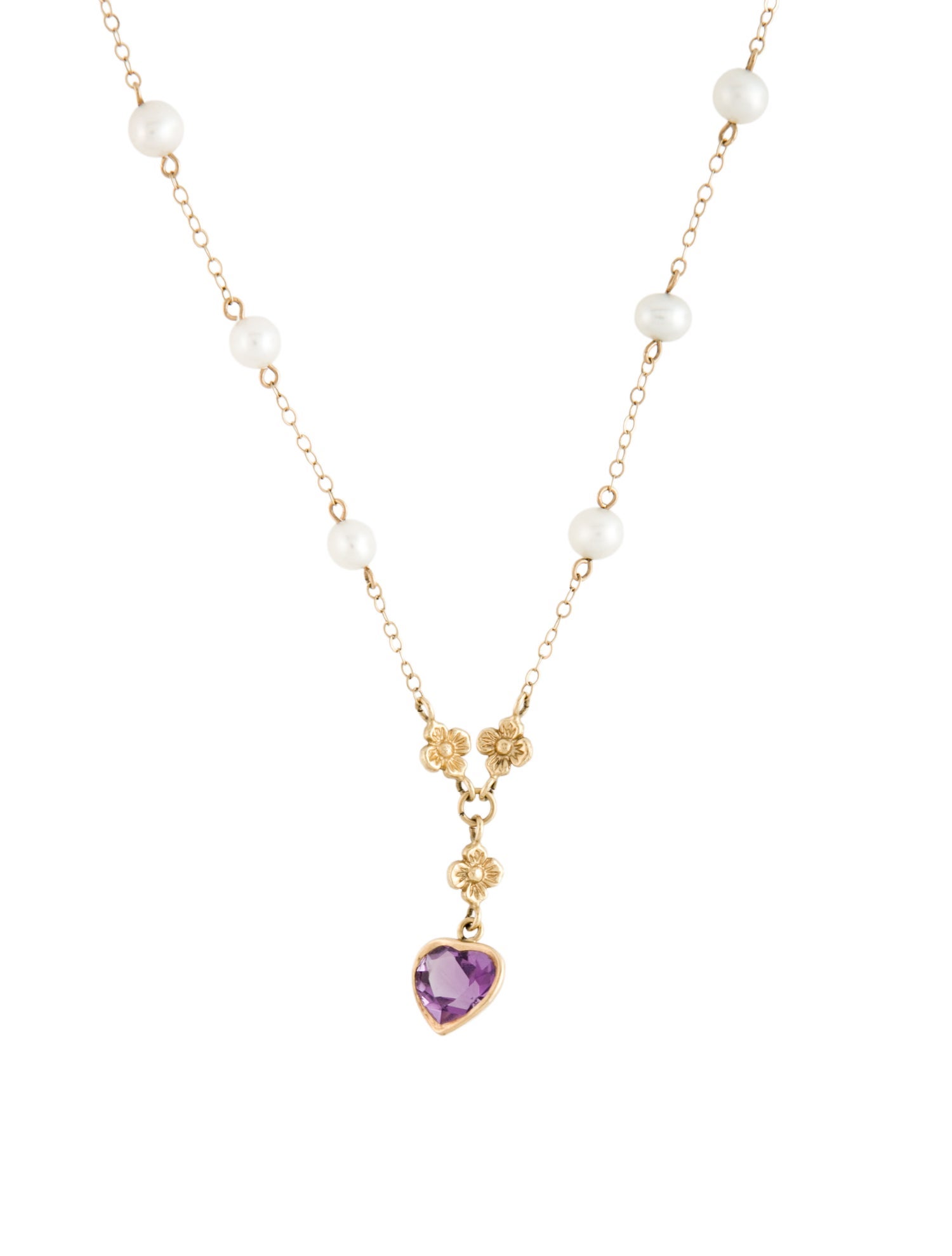 Necklace 14K Pearl & Amethyst Pendant