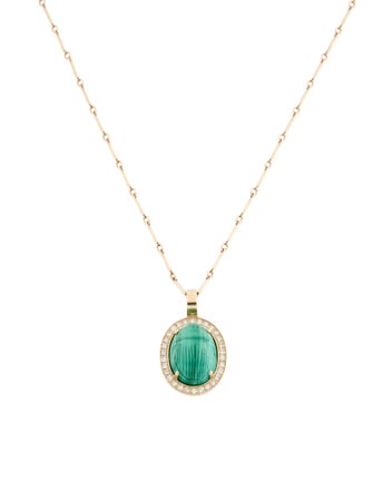 Necklace Kyle Chan 14K Malachite & Diamond Scarab Pendant Necklace