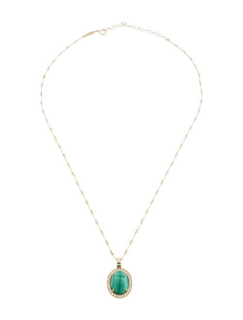 Necklace Kyle Chan 14K Malachite & Diamond Scarab Pendant Necklace