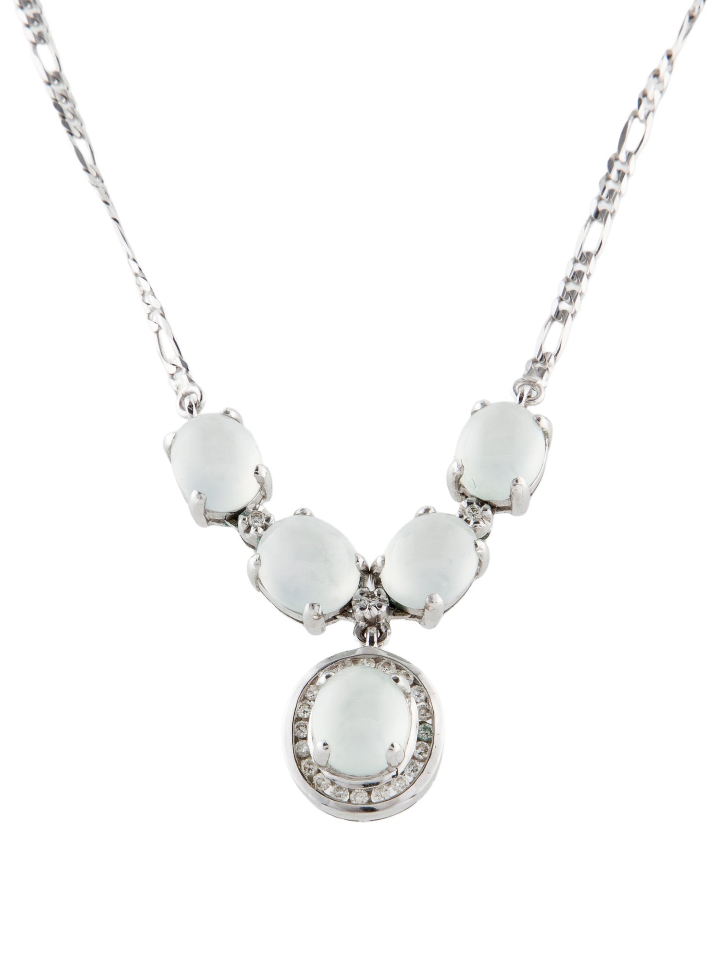 Necklace 14K 9.83ctw Jadeite & Diamond Pendant Necklace