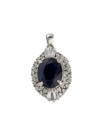 Necklace Platinum 2.56ct Sapphire & Diamond Pendant