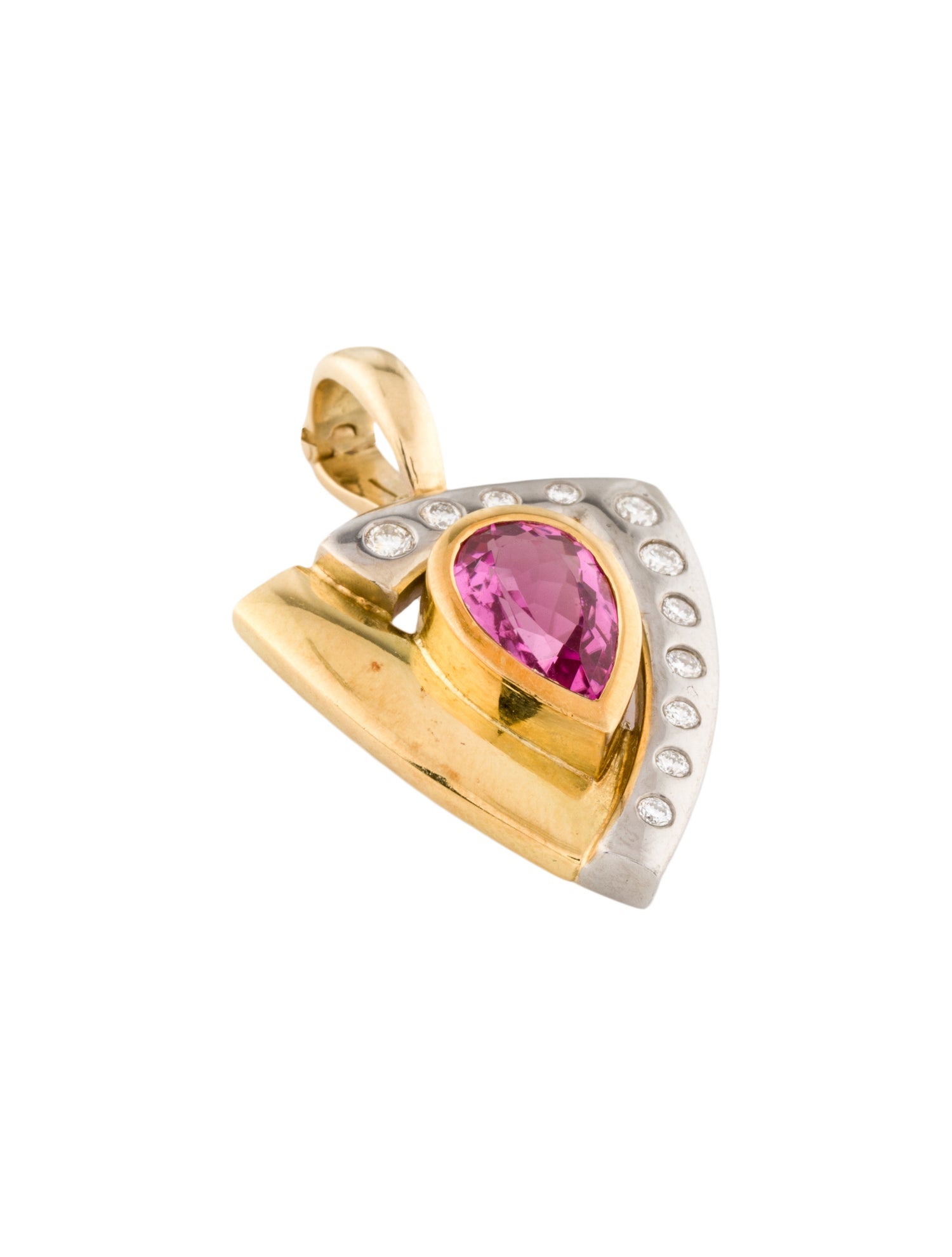 Necklace 18K 1.65ct Tourmaline & Diamond Triangular Pendant