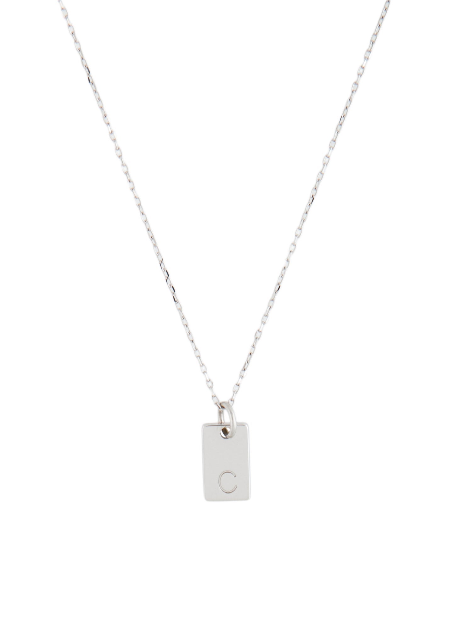 Necklace 14K Initial 'C' Tag Pendant