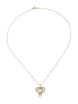 Necklace 10K Diamond Double Heart Pendant Necklace