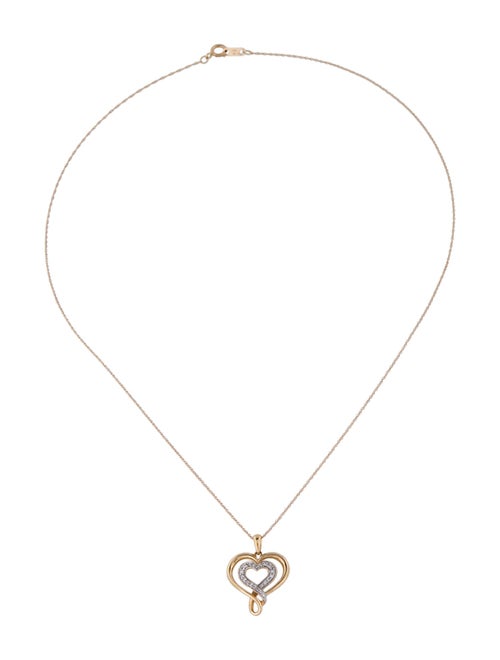 Necklace 10K Diamond Double Heart Pendant Necklace