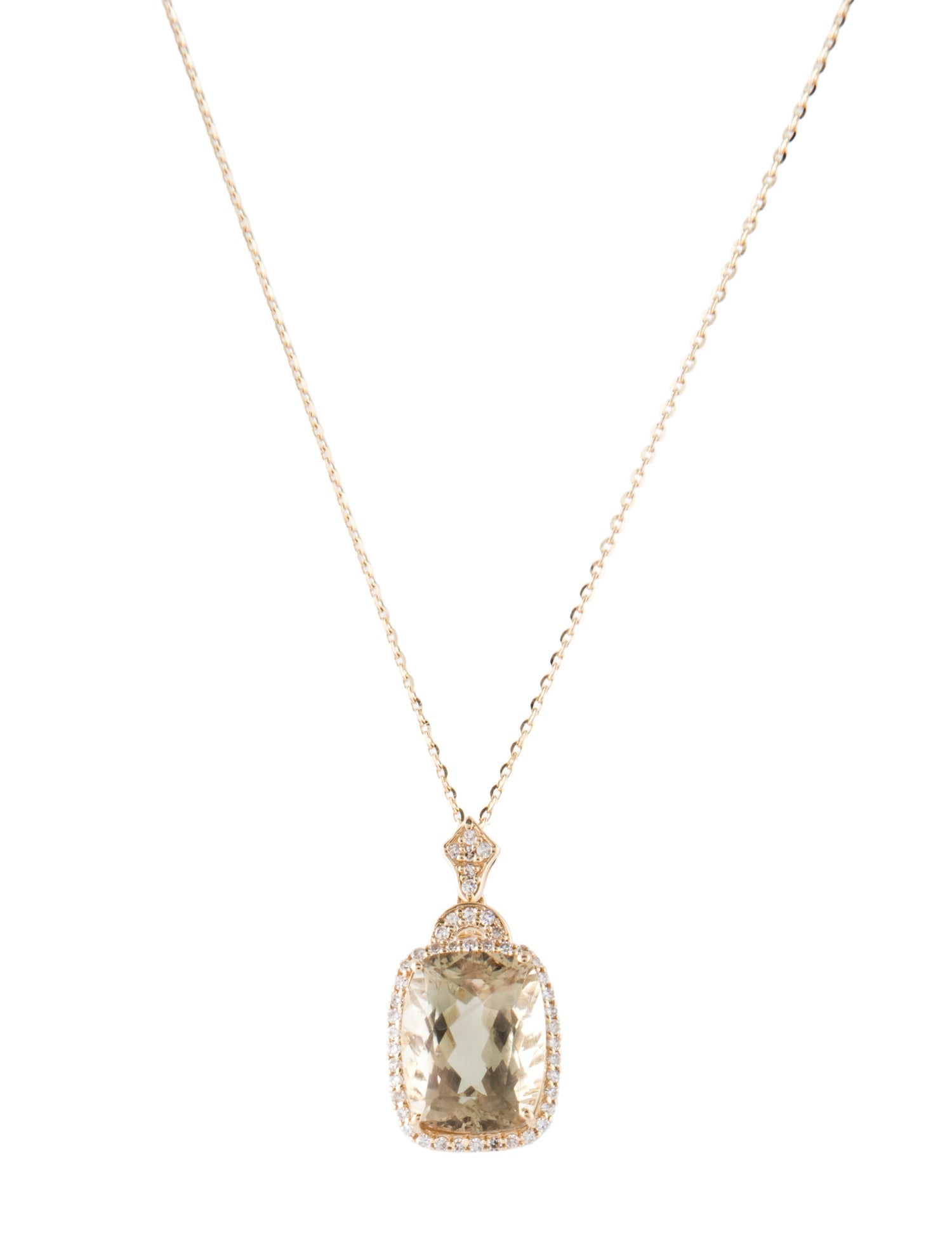 Necklace 14K 3.90ct Feldspar & Diamond Pendant