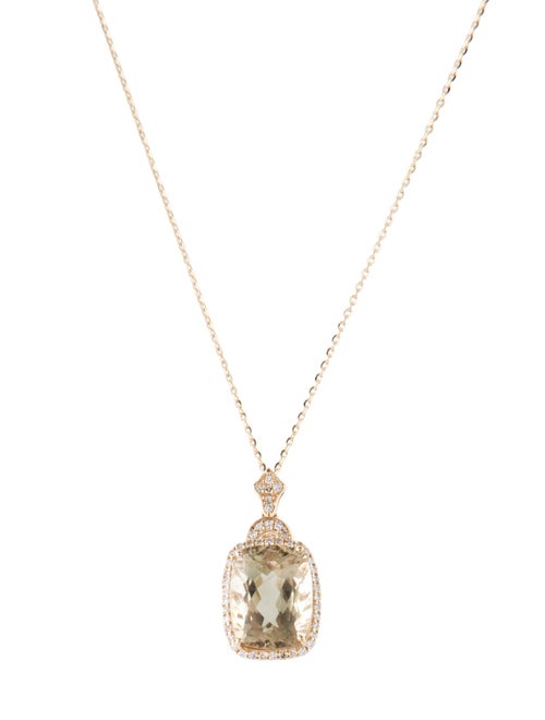 Necklace 14K 3.90ct Feldspar & Diamond Pendant Necklace