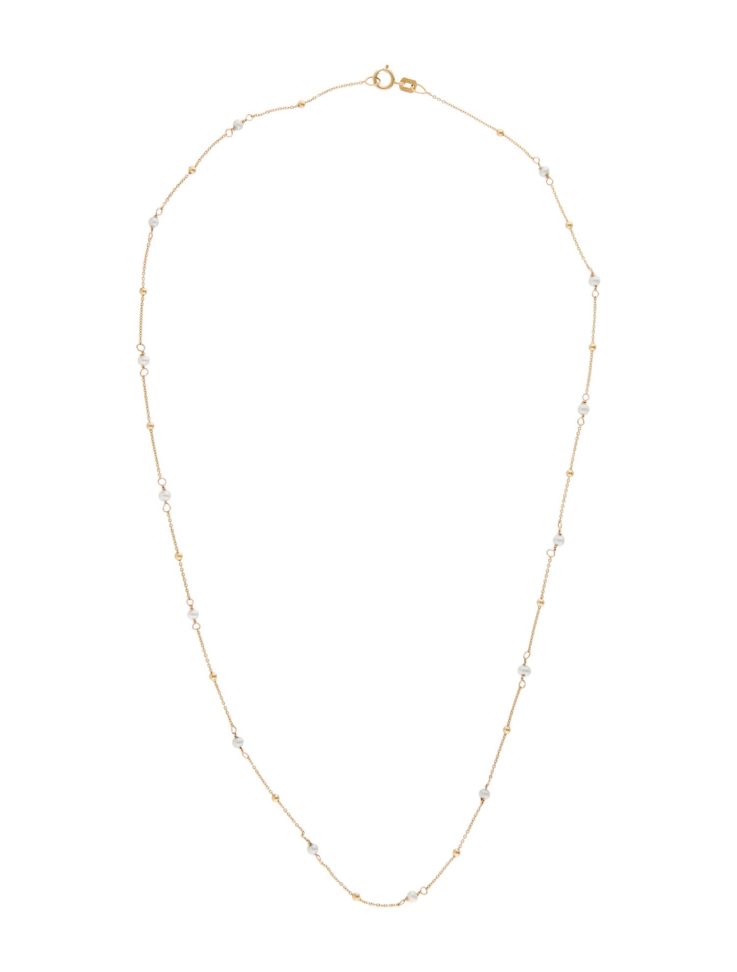 Necklace 14K Pearl Bead Strand Station