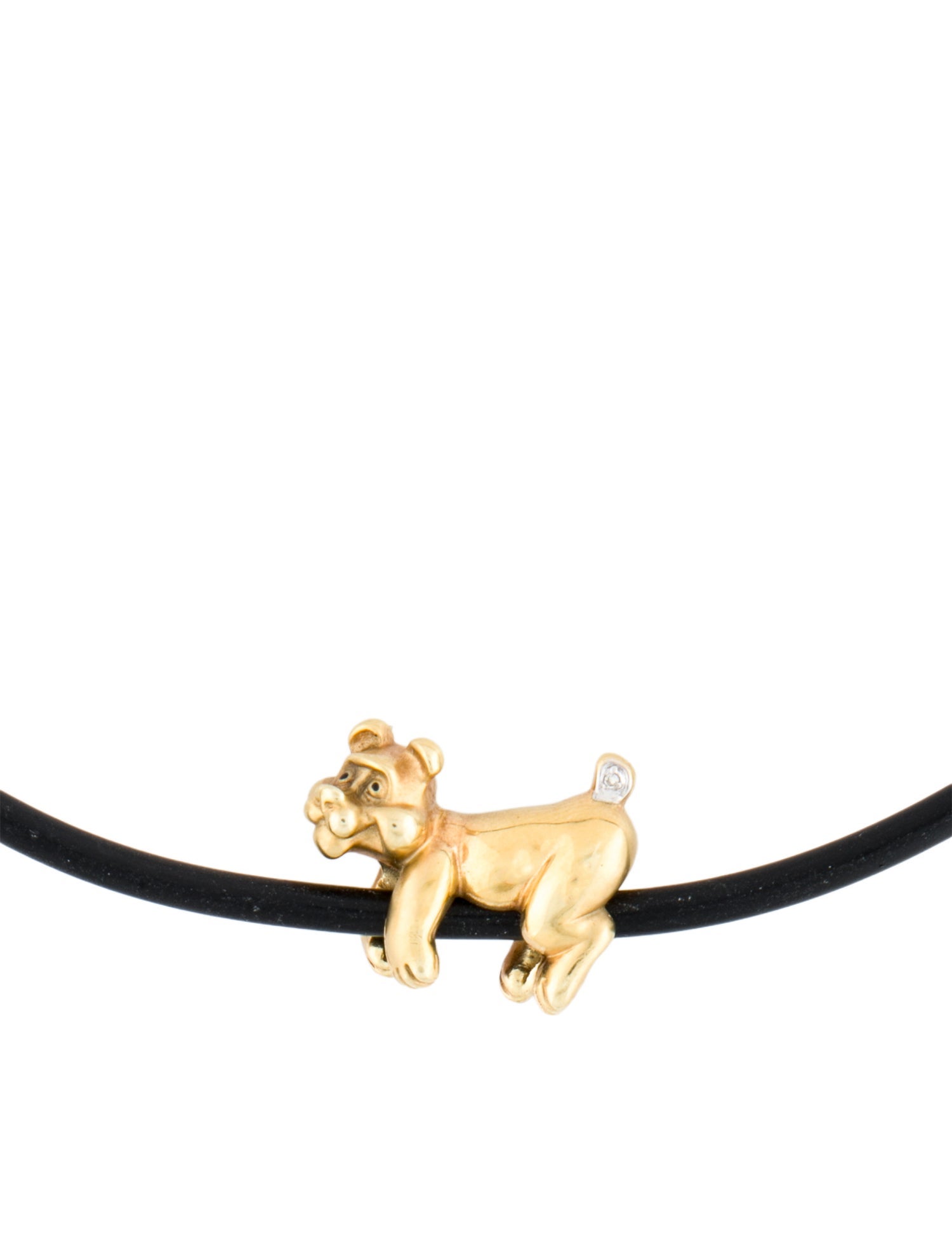 Necklace 14K Rubber & Diamond Bear Choker Pendant