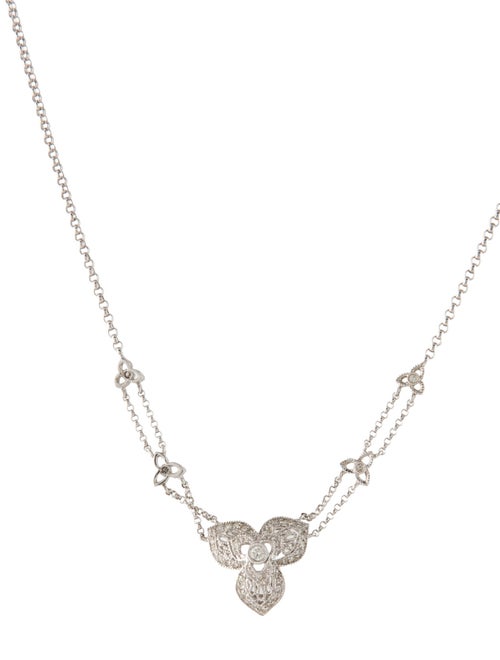 Necklace 14K Diamond Petal Pendant Necklace
