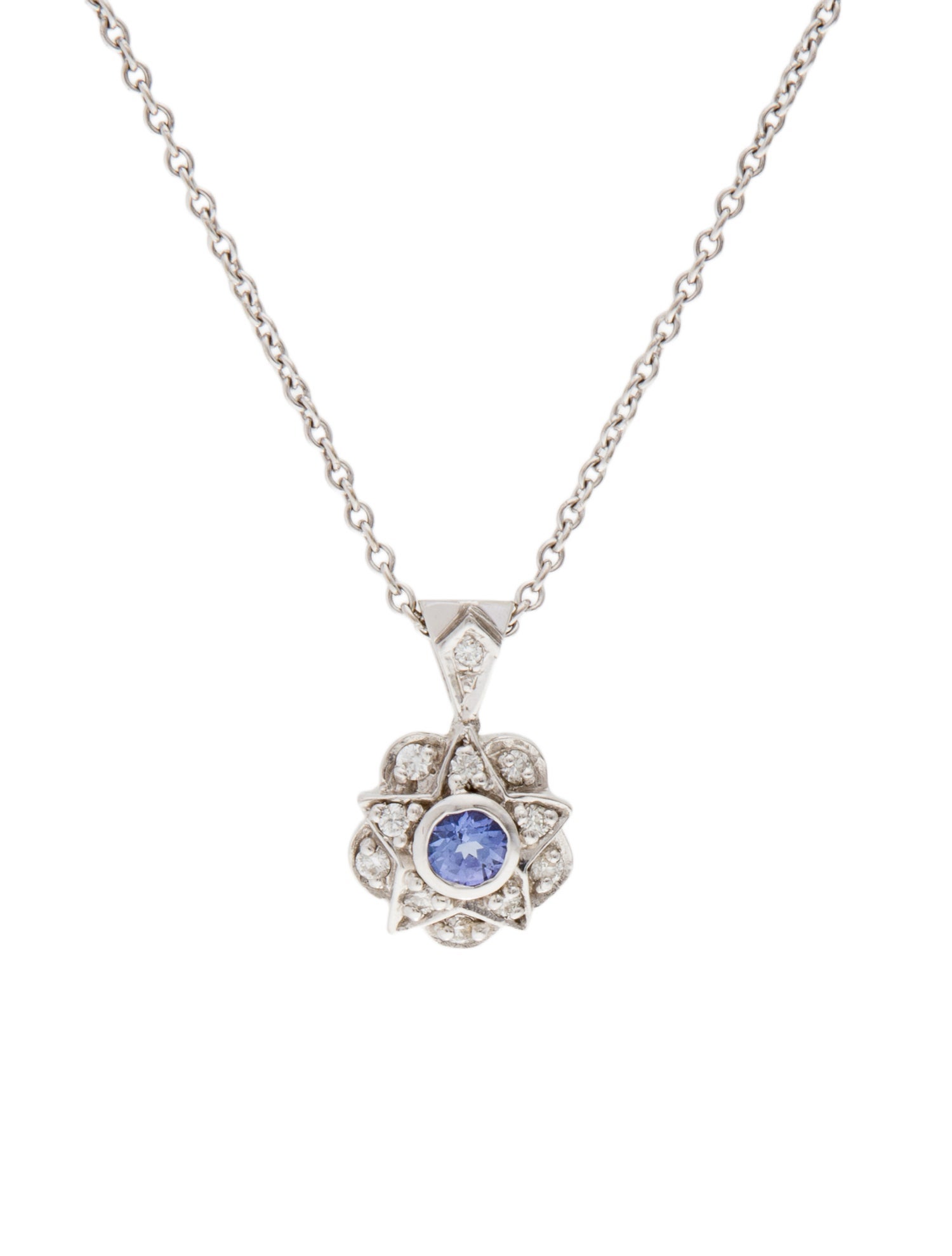 Necklace 18K Tanzanite & Diamond Pendant Necklace