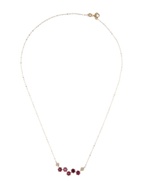 Necklace 14K 1.60ctw Tourmaline & Diamond Pendant Necklace