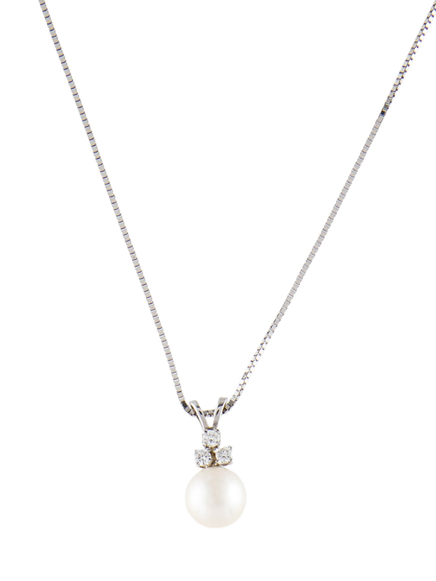 Necklace 14K Pearl & Diamond Pendant