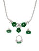 Necklace 18K Jadeite and Diamond Necklace, Stud Earrings, and Ring Set