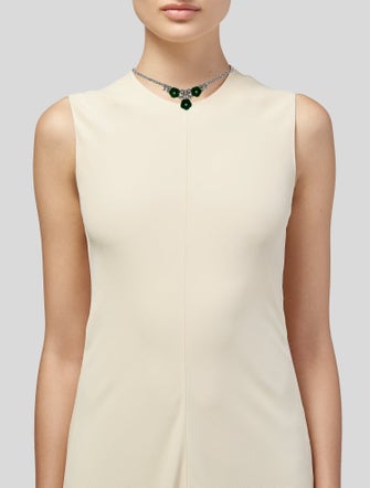 Necklace 18K Jadeite and Diamond Necklace, Stud Earrings, and Ring Set