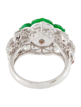 Necklace 18K Jadeite and Diamond Necklace, Stud Earrings, and Ring Set