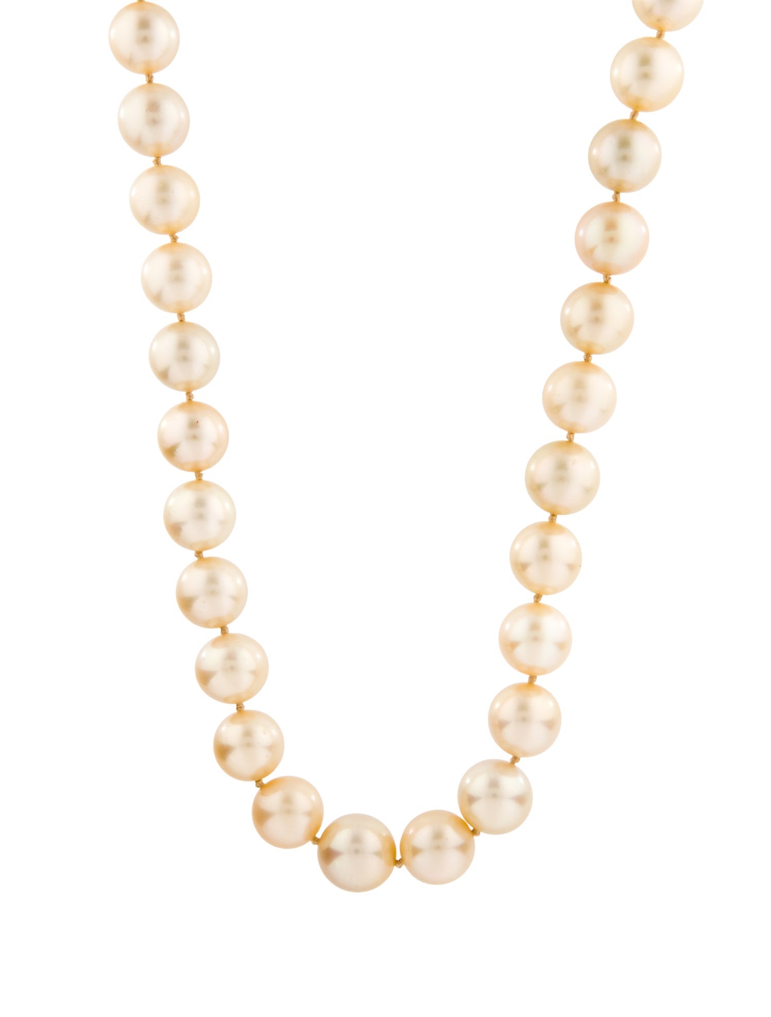 Necklace 18K Pearl & Diamond Graduated Long Strand