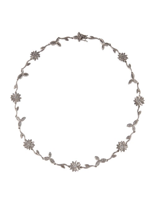 Necklace 14K Diamond Flower Collar Necklace