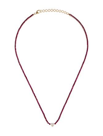 Necklace 18K 5.16ctw Ruby & Diamond Heart Ornament Tennis Necklace