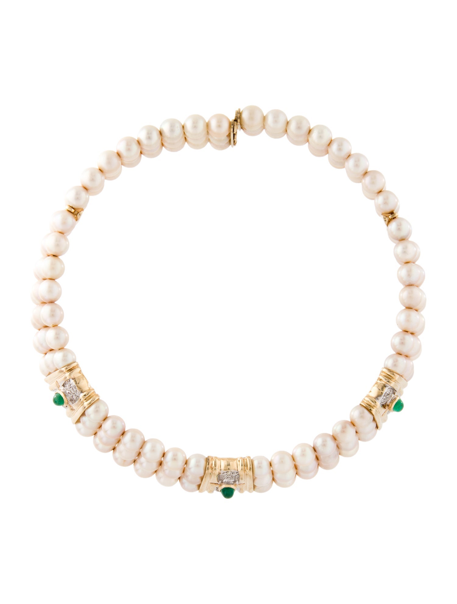 Necklace 14K Pearl, Emerald & Diamond Choker