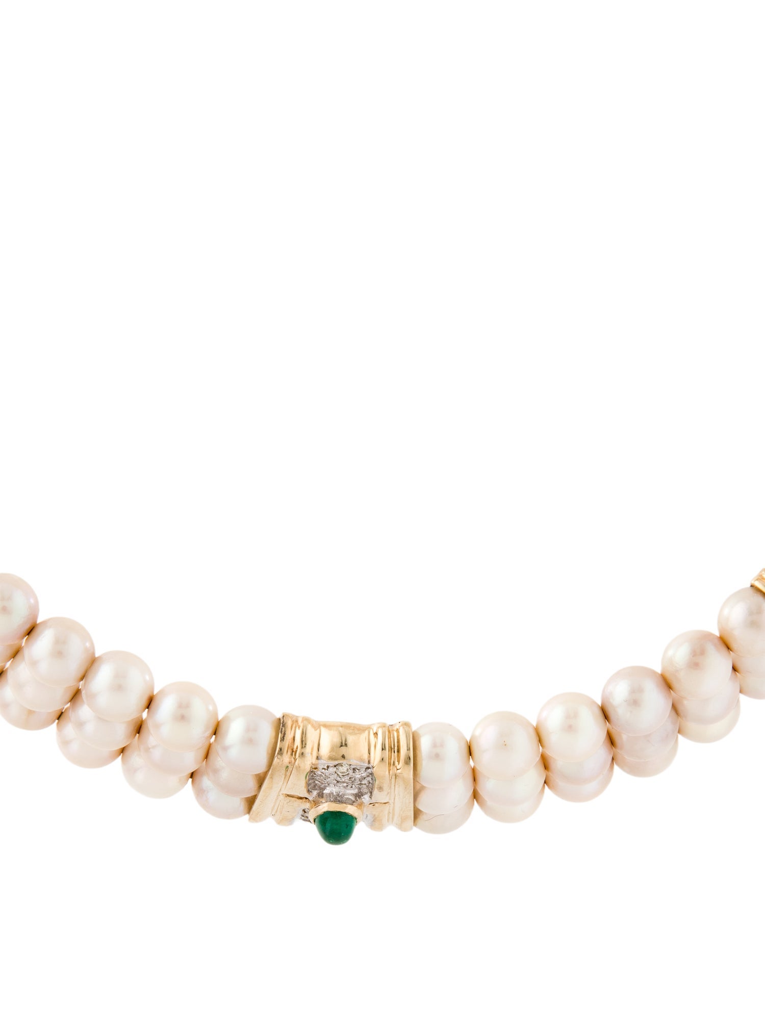 Necklace 14K Pearl, Emerald & Diamond Choker