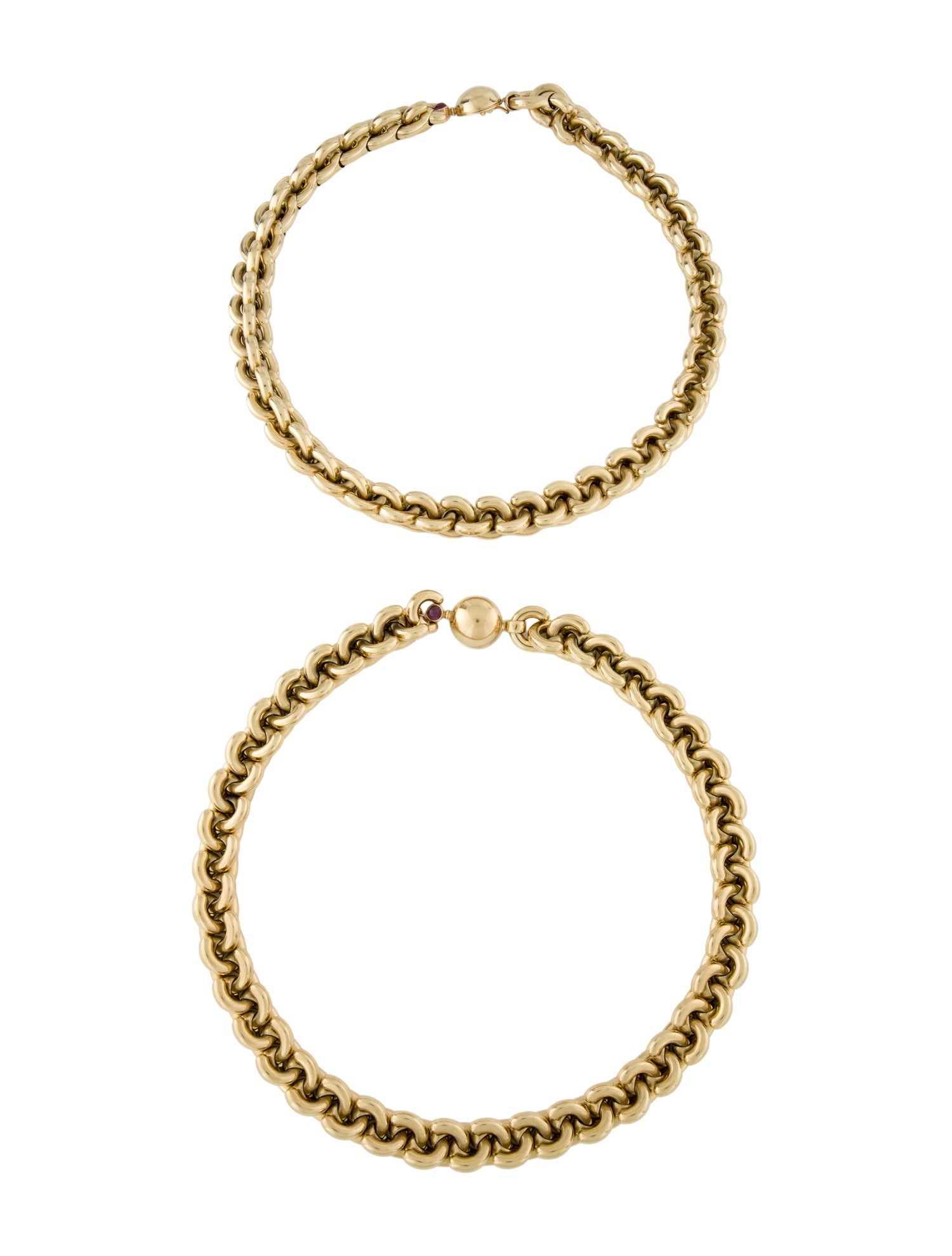 Necklace 14K Ruby Double Link Chain