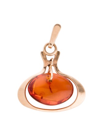 Necklace 14K Amber Pendant