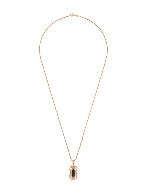 Necklace 18K Tourmaline & Diamond W/ 14K Chain Necklace