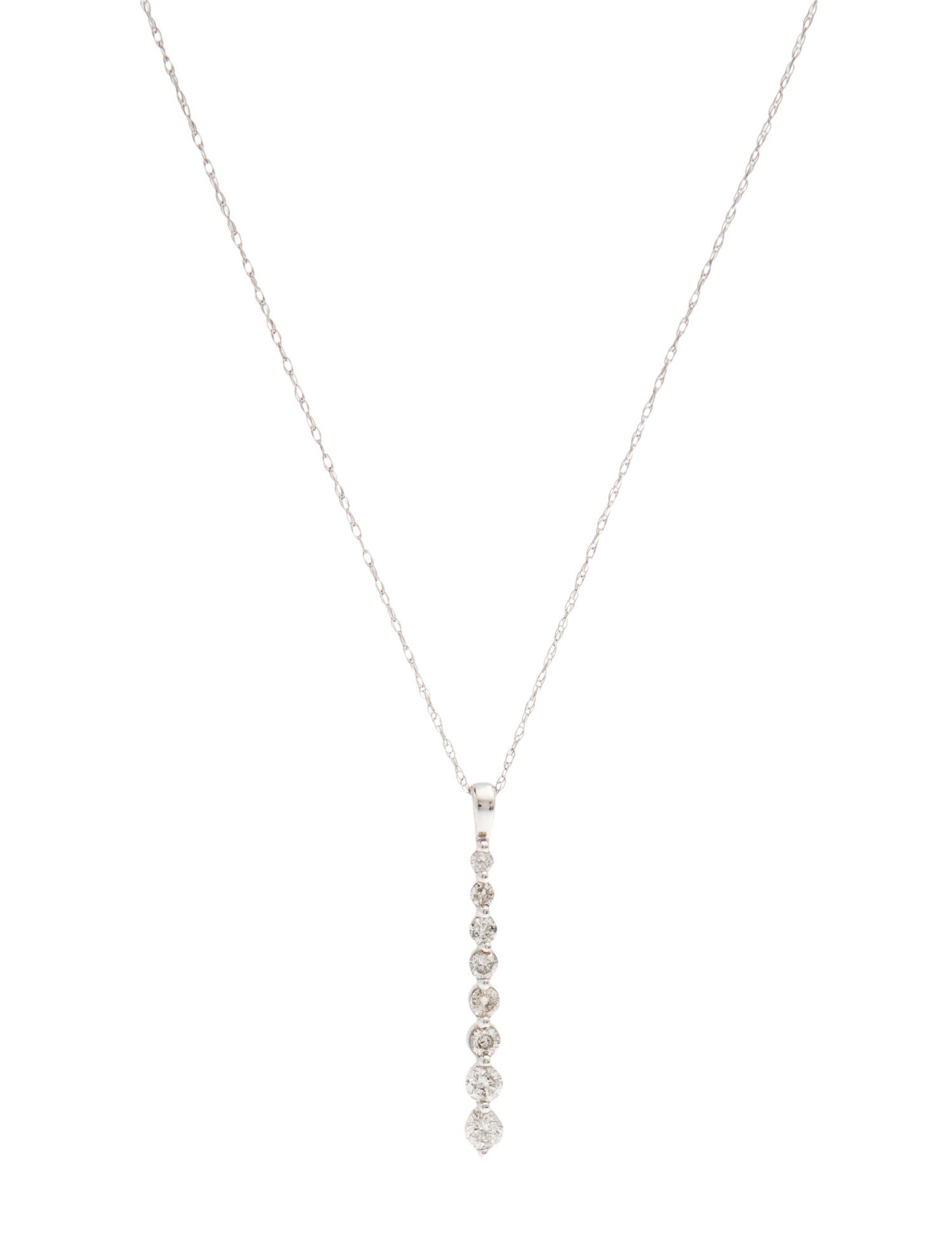 Necklace 14K Diamond Stick Pendant Necklace