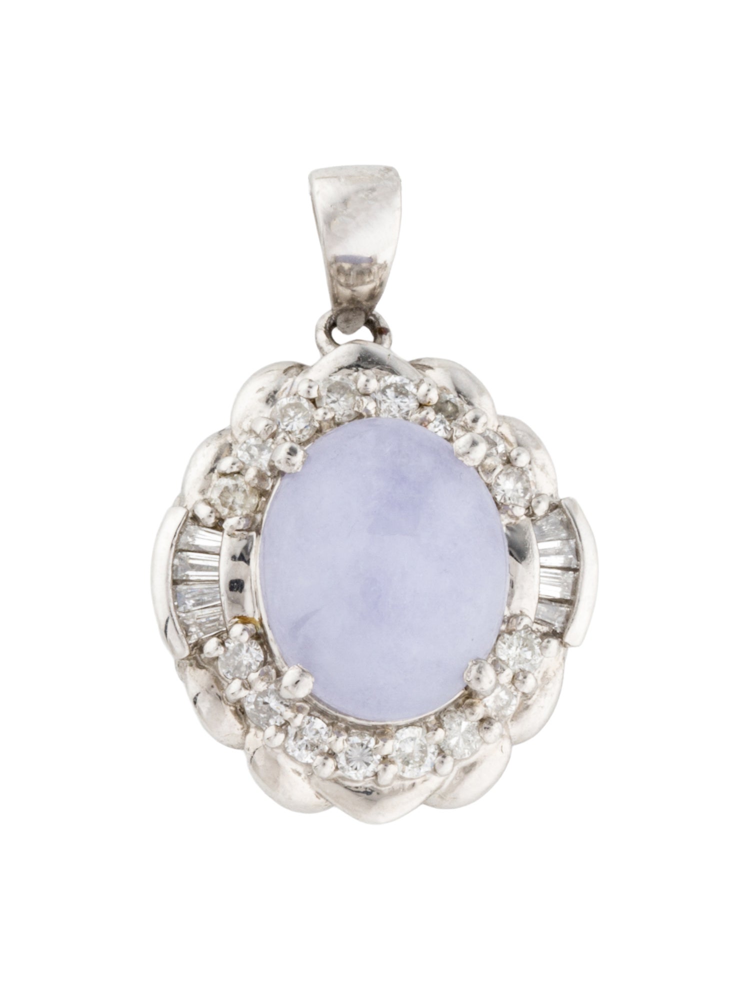 Necklace Platinum 3.50ct Lavender Jadeite & Diamond Pendant