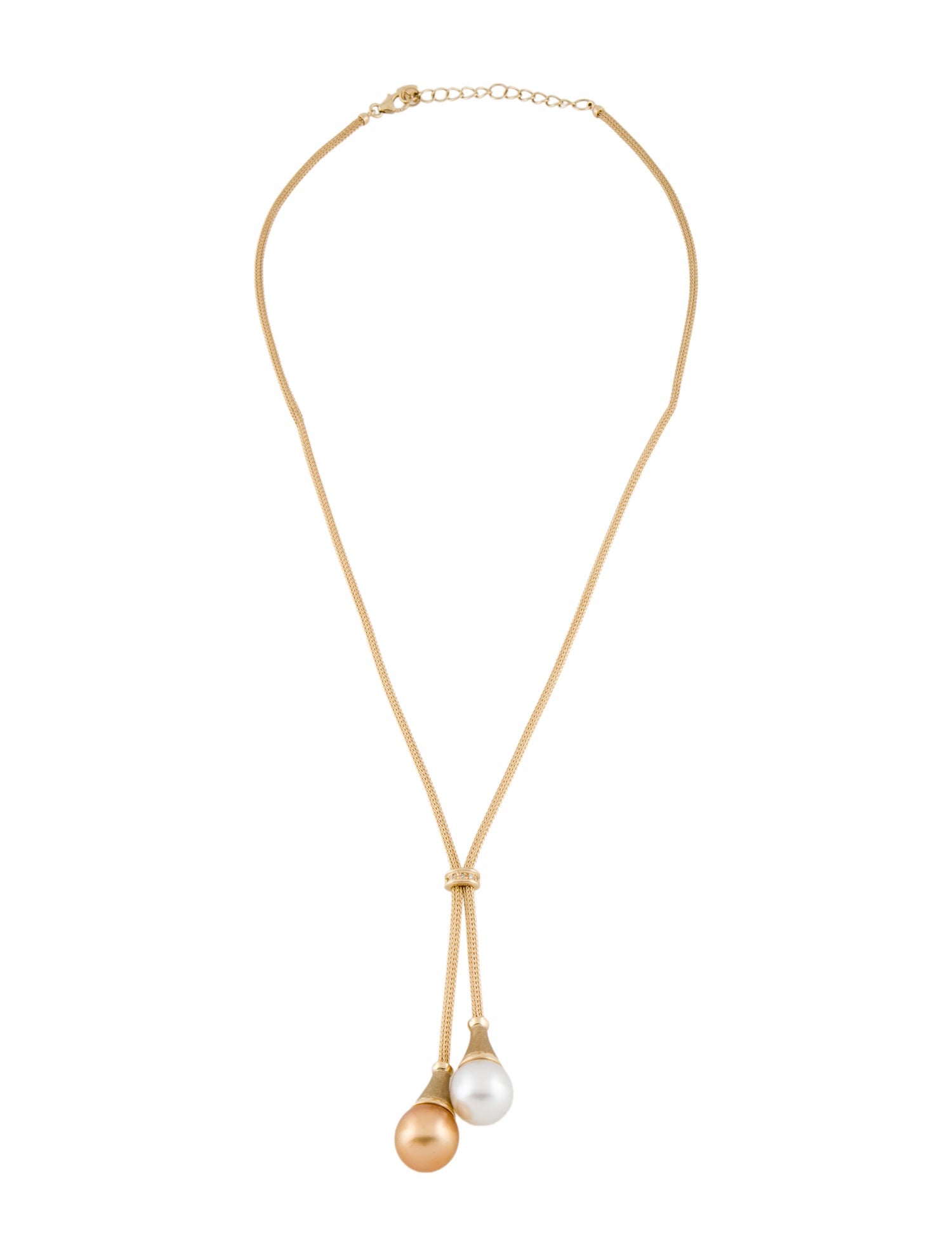Necklace 14K Pearl & Diamond Lariat Drop