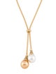 Necklace 14K Pearl & Diamond Lariat Drop Necklace