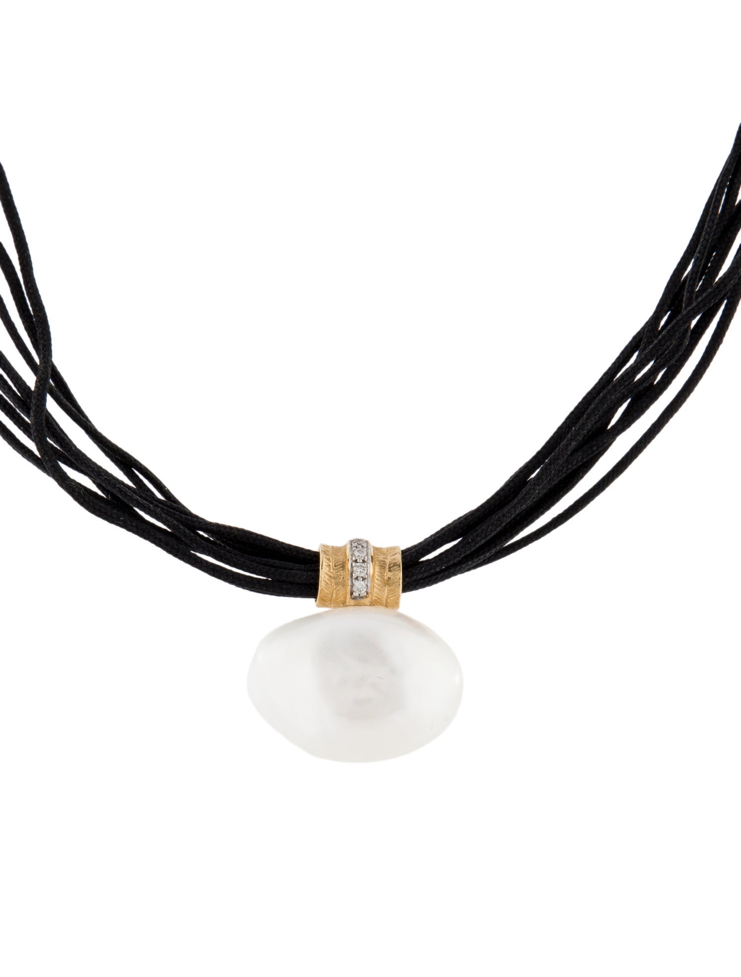 Necklace 18K Pearl & Diamond Pendant Necklace