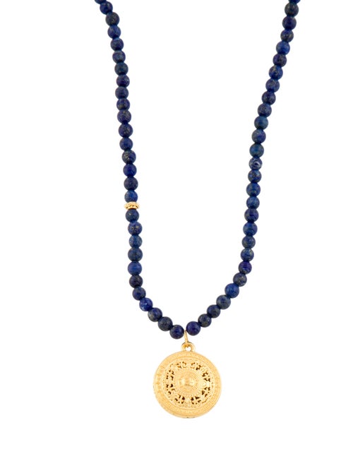 Necklace 24K Lapis Lazuli Bead Pendant Necklace