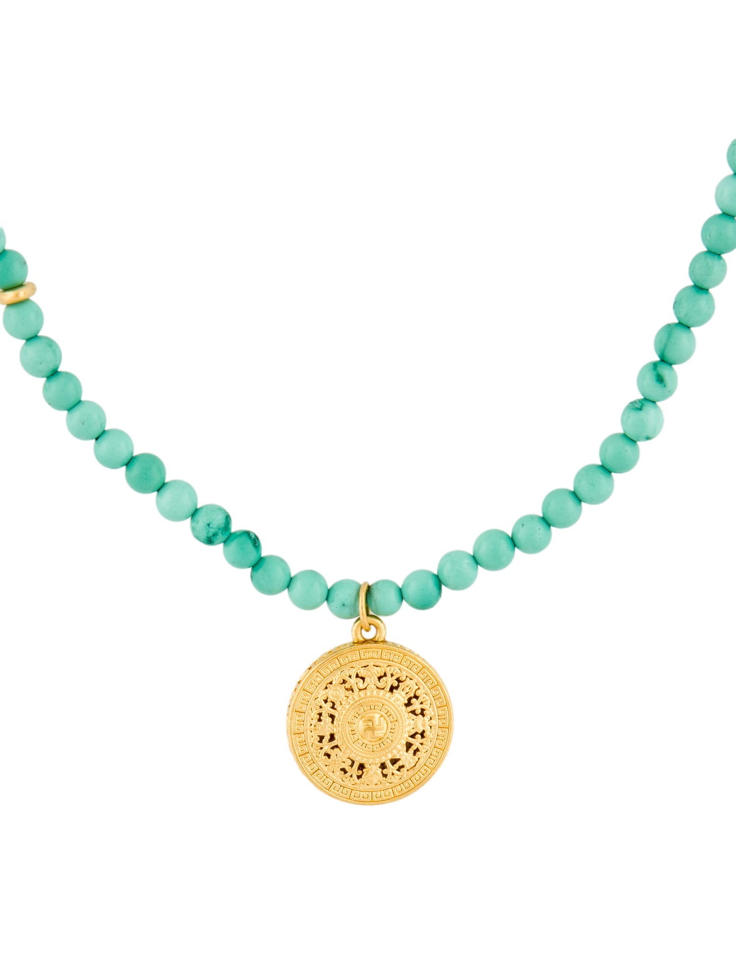 Necklace 24K Dyed Magnesite Bead Strand Pendant