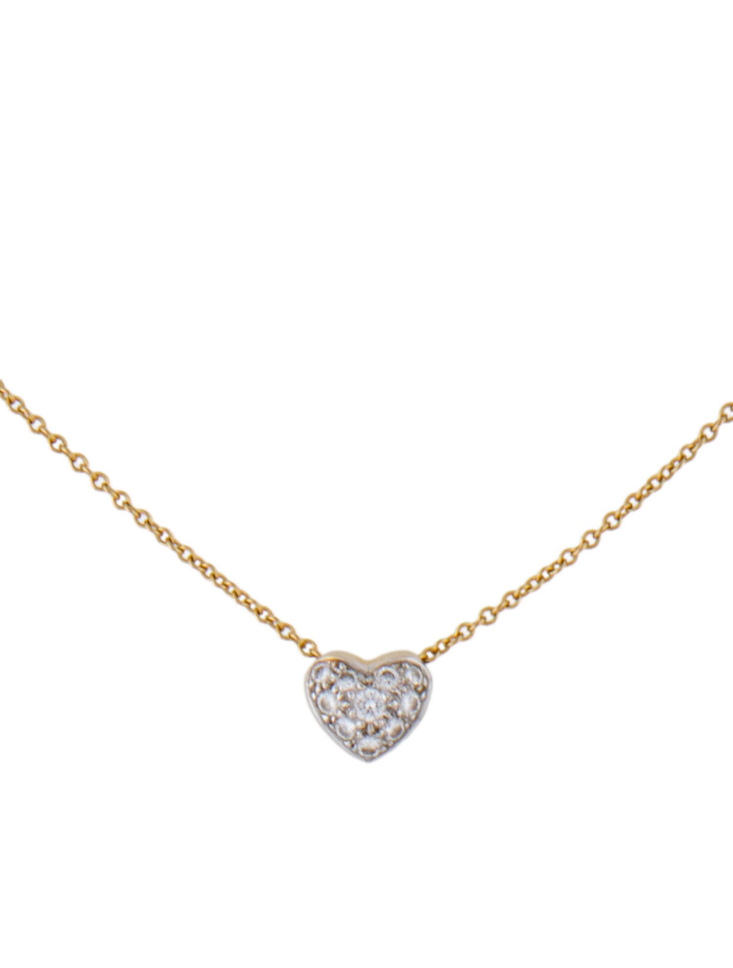 Necklace 18K Diamond Puff Heart Pendant