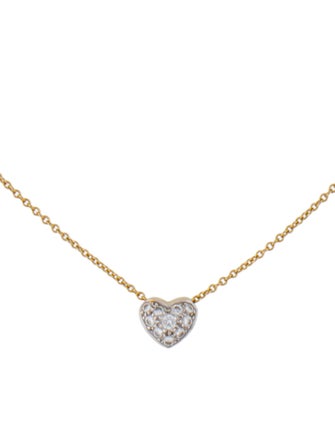 Necklace 18K Diamond Puff Heart Pendant Necklace