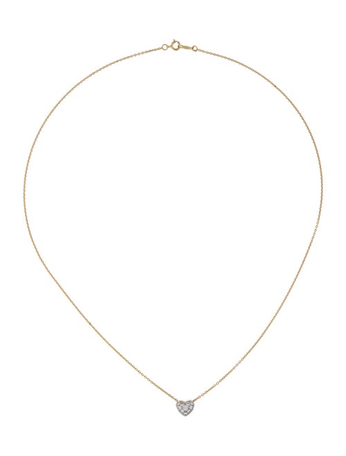 Necklace 18K Diamond Puff Heart Pendant Necklace