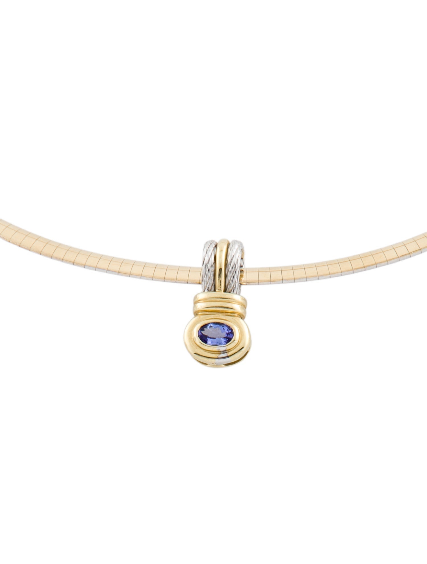 Necklace 14K Tanzanite Reversible Omega Chain Pendant