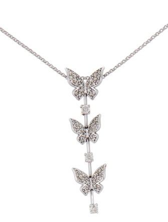 Necklace 14K Diamond Butterflies Pendant Necklace