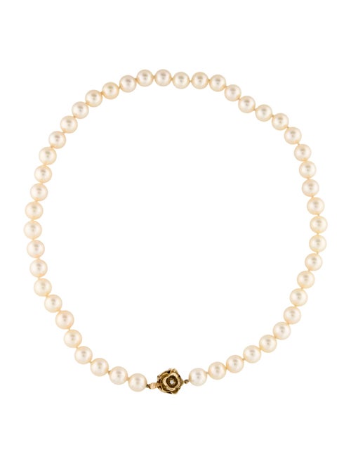 Necklace 14K Pearl Strand Necklace w/Diamond Clasp