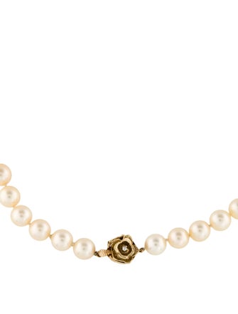 Necklace 14K Pearl Strand Necklace w/Diamond Clasp