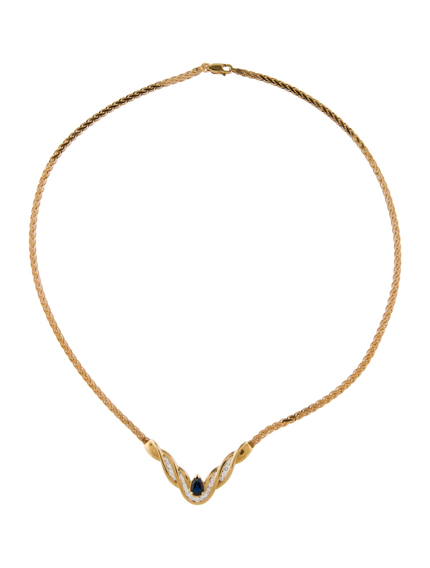 Necklace 14K Sapphire & Diamond Pendant Necklace