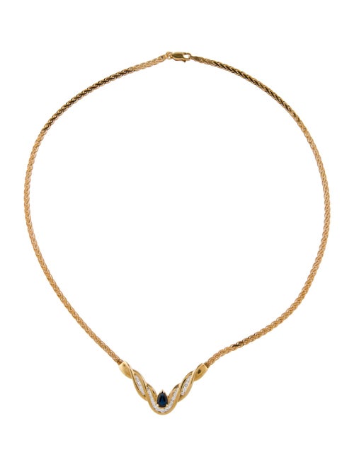 Necklace 14K Sapphire & Diamond Pendant Necklace