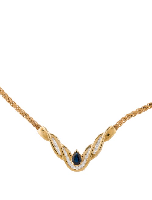 Necklace 14K Sapphire & Diamond Pendant Necklace