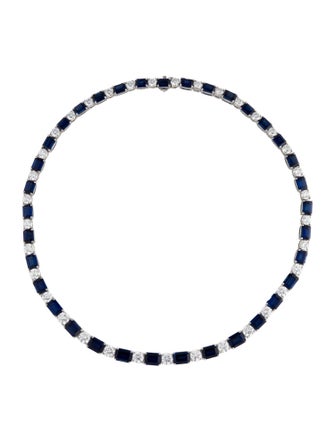Necklace Platinum Sapphire & Diamond Collar Necklace