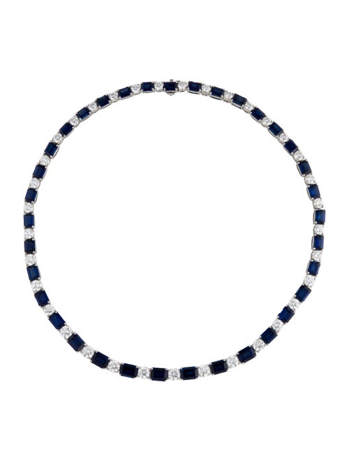 Necklace Platinum Sapphire & Diamond Collar Necklace
