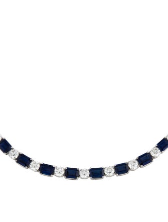 Necklace Platinum Sapphire & Diamond Collar Necklace